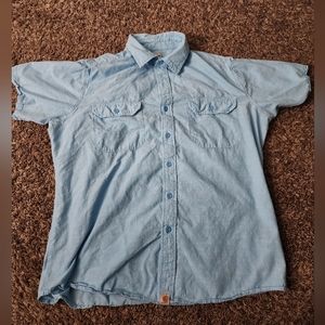 Carhartt Blue Short Sleeve Button Up Shirt XL